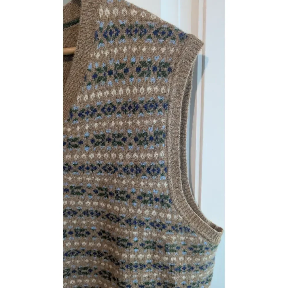 Vintage Tommy Hilfiger Golf Sweater Vest Mens XL Brown Lambs Wool 90s Preppy